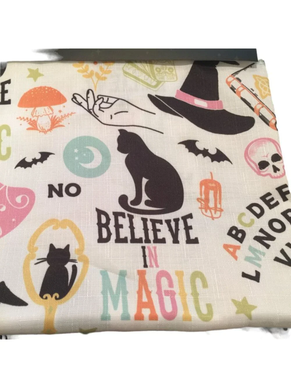 HAUNTED LITTLE HOME Witch Cat Ouija Mushrooms Shower Curtain with Metal Hooks